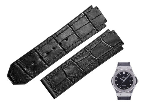 Pulseira Couro Para Relogio Hublot Preta Premium