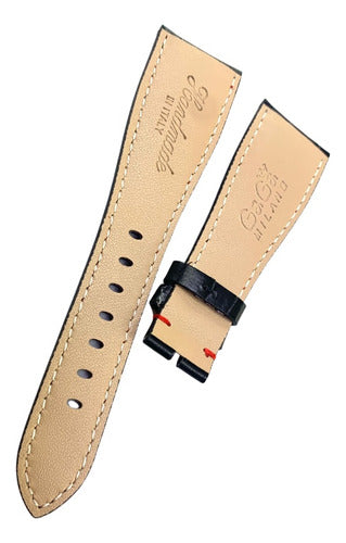 Pulseira Gaga Milano 24x16mm Couro Preta Costura Vermelha