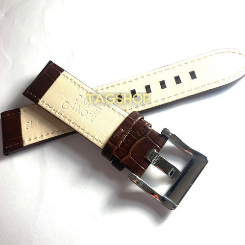 Pulseira Mont Blanc Couro Marrom Lisa 22mmx20mm C/ Fecho