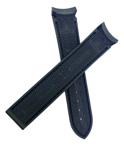 Pulseira Omega Preta 20x18mm Borracha Resistente