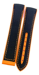 Pulseira Omega de Nylon 20x18mm Preta e Laranja Linha Premium
