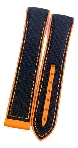 Pulseira Omega Nylon 20x18mm Preta E Laranja Linha Premium