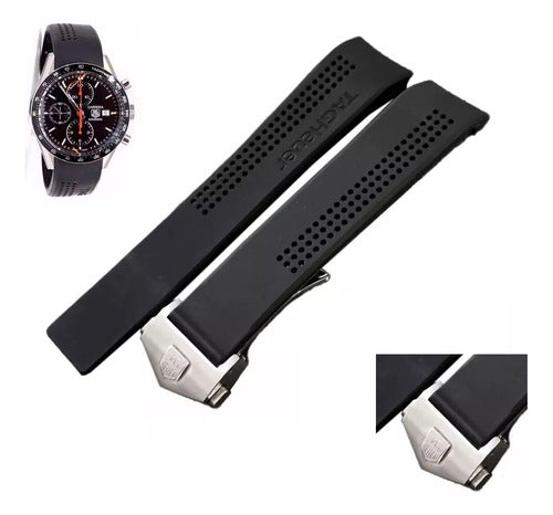 Pulseira Para Relogio Tag Heuer 16 Preta 20mm Completa
