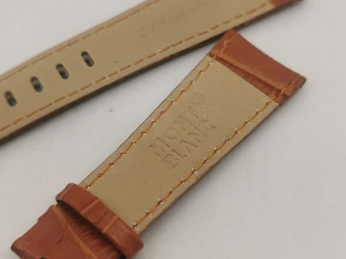 Pulseira Mont Blanc 23mm Couro Marrom Genuíno