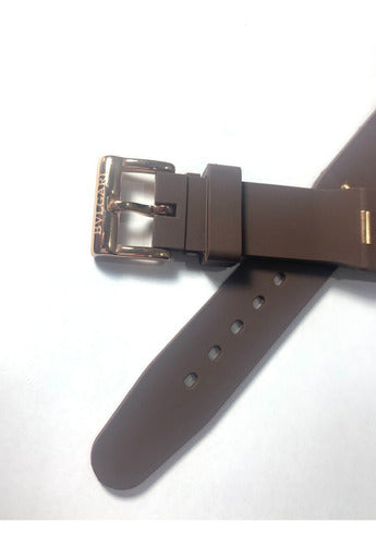 Pulseira Bvlgari Marrom Detalhes Rose Gold 22mm