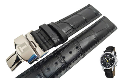 Pulseira Couro Para Relogio Tissot Prc200 T461 19mm Completa