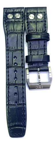Pulseira Iwc Couro Preto 22mm Completo