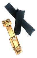 Pulseira Rolex Preta 20x16mm com Fecho de Aço Rosê