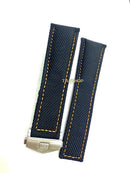 Pulseira - Tag Heuer 24x22 Preta com Costura Amarela em Tecido