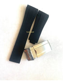 Pulseira Rolex Preta 20mmx16mm de Borracha com Fecho de Aço Prata