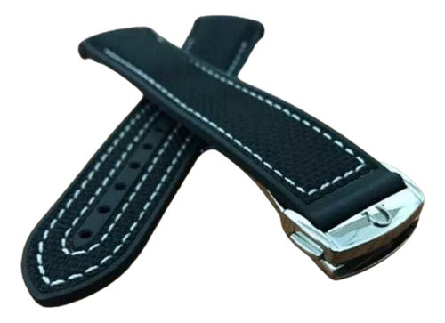 Pulseira Omega Nylon Preto P/ Relógios Originais 20mm