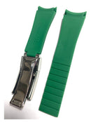 Pulseira de borracha Rubber B verde de 20mm, completa para Rolex.
