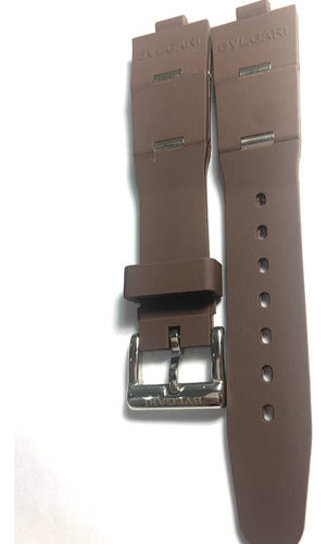 Pulseira Bvlgari Marrom Detalhes Prata 22mm
