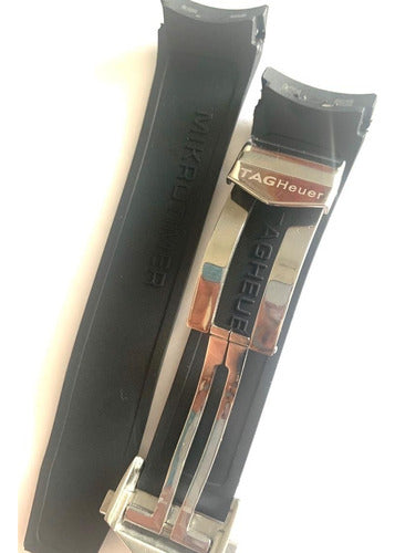 Pulseira Tag Heuer Borracha 22x18 Fecho Aço Inoxidável