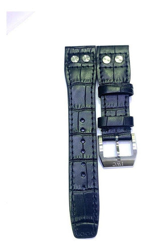 Pulseira Iwc Couro 22mm Preto Completo