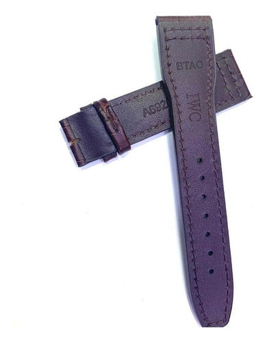 Pulseira Iwc Couro Marrom 22mm Fecho Aço Inoxidável
