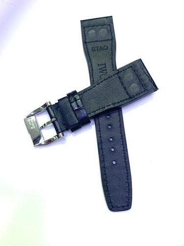 Pulseira Iwc Couro Preto 22mm Completo