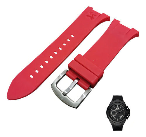 Pulseira Borracha Armani Exchange Vermelha Completa Cor Verm