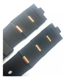 Pulseira Bvlgari Preta de Borracha 22mm com Fecho de Aço Rosa