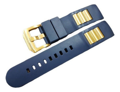 Pulseira Ap0690 Azul Marinho 22mm Detalhes Dourados