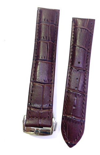 Pulseira Ômega Couro Marrom 22mm Completo