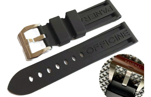Pulseira Borracha Para Panerai Luminor Preta C/fecho