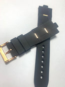 Pulseira Bvlgari Preta com Detalhes em Ouro Rosa 24mm