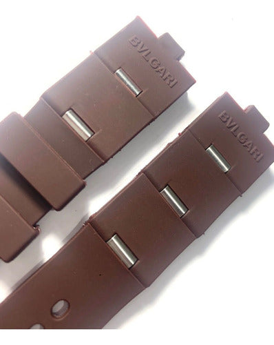 Pulseira Bvlgari Marrom Detalhes Prateado 24mm