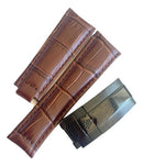 Pulseira de Couro Rolex 24x20mm Marrom com Fecho Preto