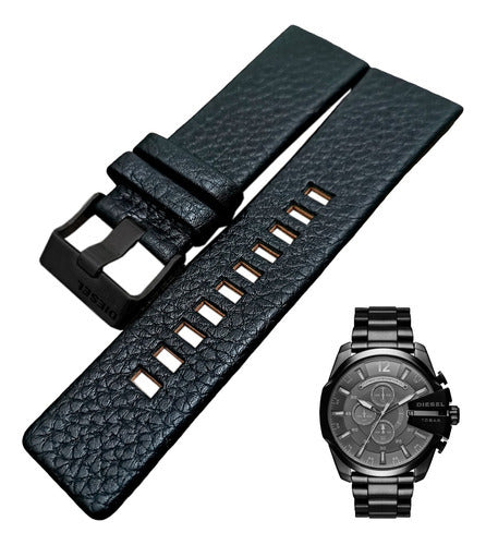 Pulseira Diesel 10bar 26mm Couro Preto Com Fivela Premium Co