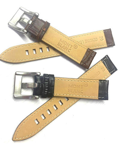 Pulseira 20mm Mont Blanc Couro Marrom