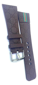 Pulseira Gucci de Silicone Marrom 26mm Completa