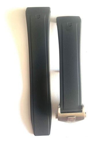 Pulseira Tag Heuer Borracha 22x18 Fecho Aço Inoxidável