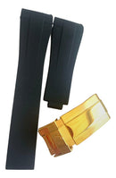 Pulseira Rolex Preta 20x16mm com Fecho de Aço Dourado