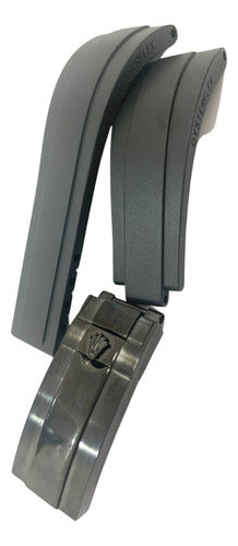 Pulseira Borracha Rolex 21mmx16mm Fecho Preto Aço