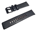Pulseira P/ Diesel 24 Mm Em Couro Preto Com Fivela Preta