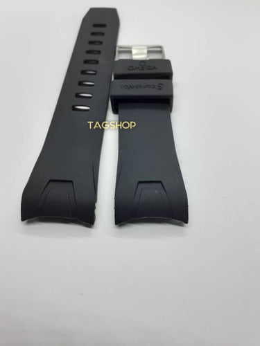 Pulseira Omega Borracha 22mm Preta Fecho Aço