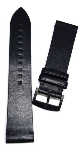 Pulseira Couro Empório Armani 22mm Fecho Black