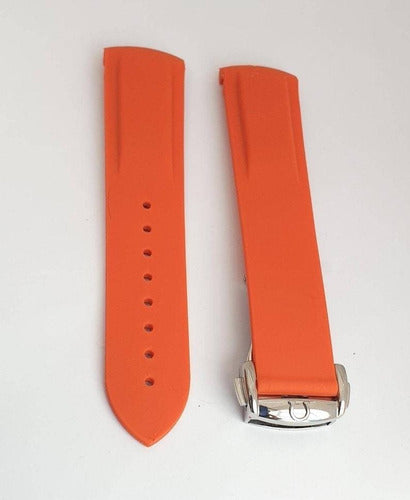 Pulseira Omega Silicone 20mm Laranja Seamaster Planet Ocean