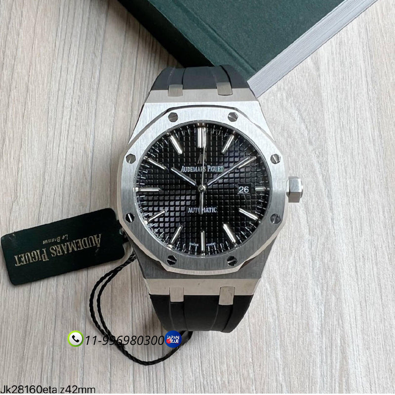 RELÓGIO AUDEMARS PIGUET ROYAL OAK SELFWINDING RUBBER BLACK DIAL 42mm S.C