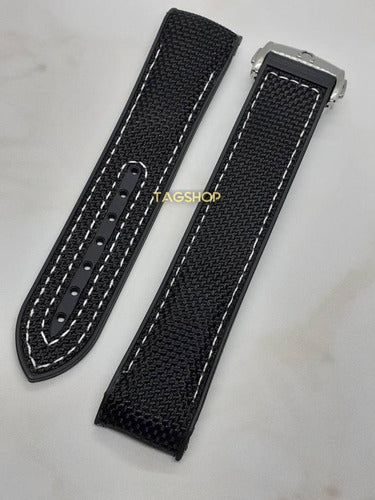 Pulseira-omega Nylon 20mm Preta Fecho Aço