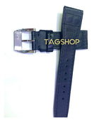 Pulseira IWC de Couro Preta 20mmx18mm com Fecho de Aço