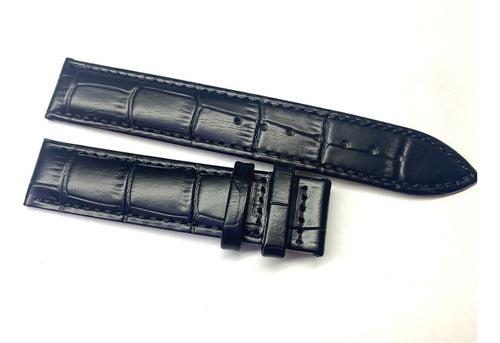 Pulseira Omega 18mm Couro Genuíno Preto