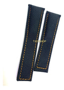 Pulseira Tag Heuer Preta com Costura Laranja 24x22mm em Tecido