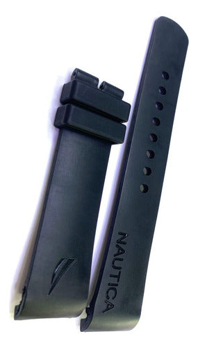 Pulseira Nautica Preta 22x20mm Borracha