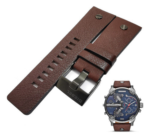 Pulseira Diesel 28mm Dz7314 Marrom Fivela Grafite