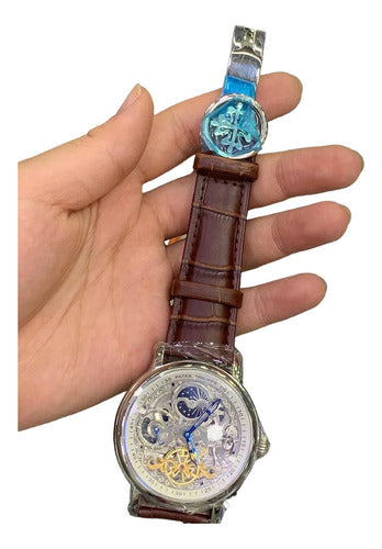 Pulseira Couro Para Patek Philippe Marrom 24mm Completo