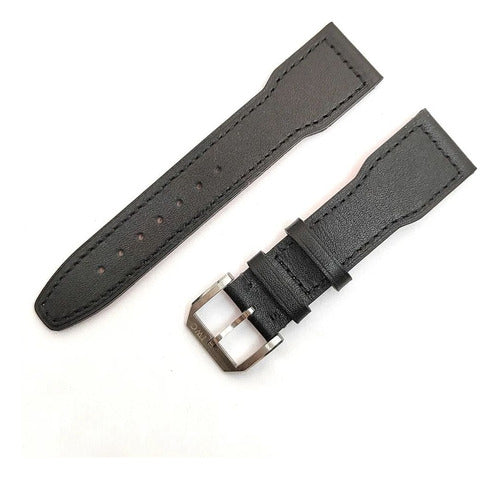 Pulseira Para Iwc Couro Preto 22mm Completo