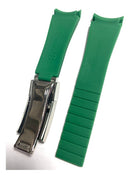 Pulseira de borracha Rubber B verde de 20mm, completa para Rolex.