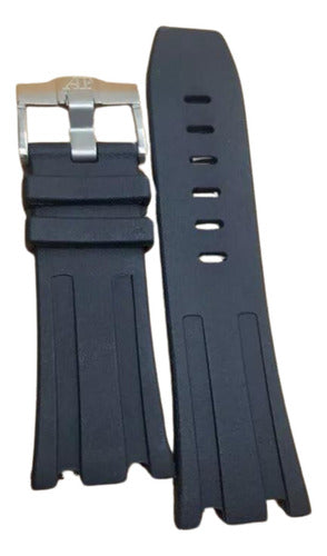 Pulseira Ap Preta 28mm Borracha Fecho Aço Premium